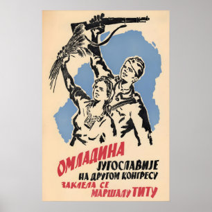Poster Cartaz de Propaganda de 1941 Iugoslávia A juventud