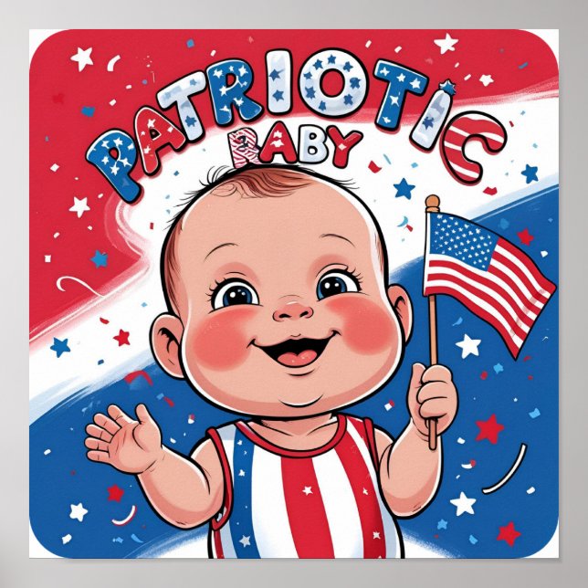 Poster Cartaz de Propaganda de Foto de Bebê Patriota (Frente)