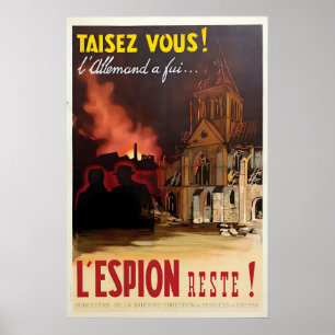 Poster Cartaz de Propaganda Francês da II Guerra Mundial
