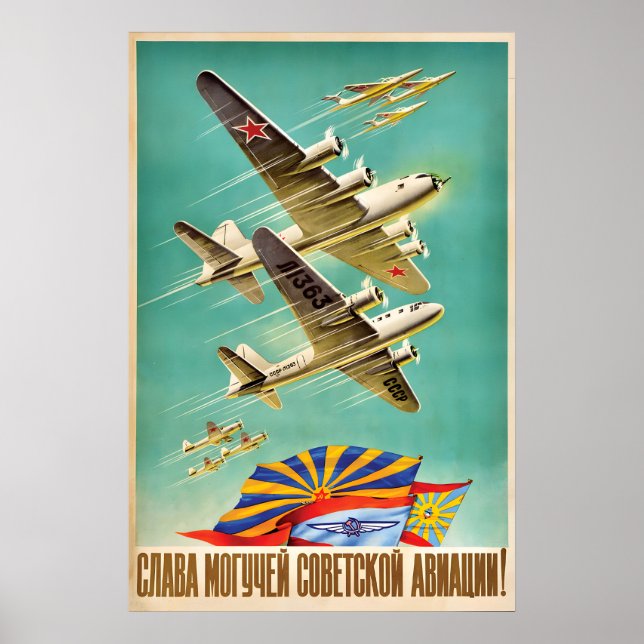 Poster Cartaz de Propaganda Glória ao poderoso Soviético (Frente)