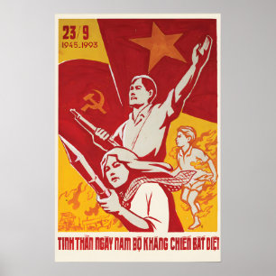 Poster Cartaz de Propaganda Guerra do Vietnã Em memória d