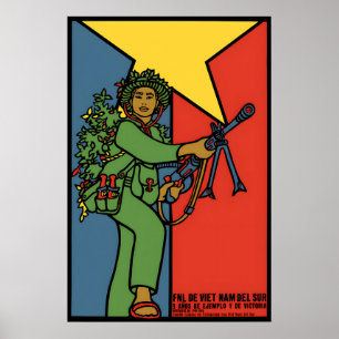 Poster Cartaz de propaganda Guerra do Vietnã Vietnã do Su