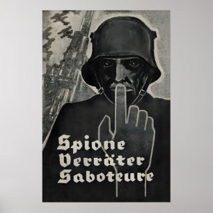 Poster Cartaz de Propaganda Imperial Alemã da I Guerra Mu
