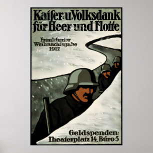 Poster Cartaz de Propaganda Imperial Alemã da Primeira Gu