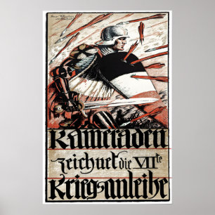 Poster Cartaz de Propaganda Imperial Alemã da Primeira Gu