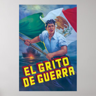 Poster Cartaz de Propaganda Mexicana da Segunda Guerra Mu