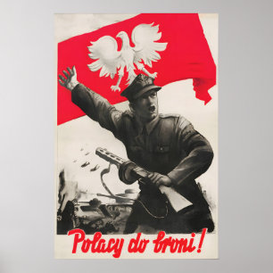 Poster Cartaz de Propaganda Polonês da Segunda Guerra Mun