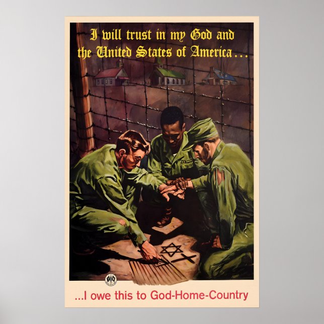 Poster Cartaz de Propaganda Religiosa do Exército dos EUA (Frente)