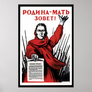 Poster Cartaz de Propaganda Soviética - A Pátria é