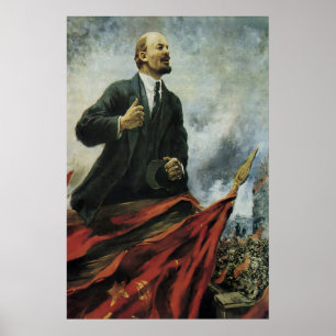 Poster Cartaz de Propaganda Soviética do Retrato de Lenin
