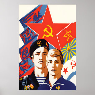 Poster Cartaz de Propaganda Soviética Escola do Exército 