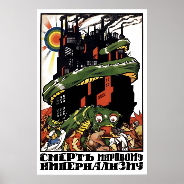 Poster Cartaz de Propaganda Soviética Morte do internacio (Frente)
