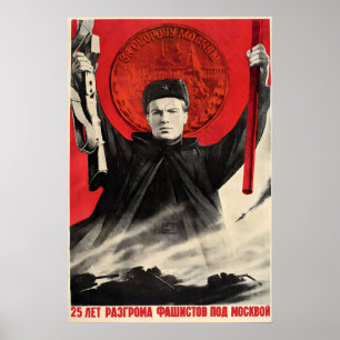 Poster Cartaz de Propaganda Soviética Vitória na Batalha 