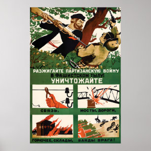 Poster Cartaz de Propaganda Soviético da II Guerra Mundia