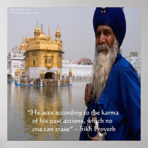 Poster Cartaz de Provérbio Sikh sobre Karma/Ações