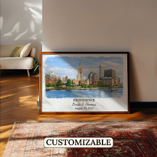 Poster Cartaz de Providence Rhode Island, Aquarela, Perso
