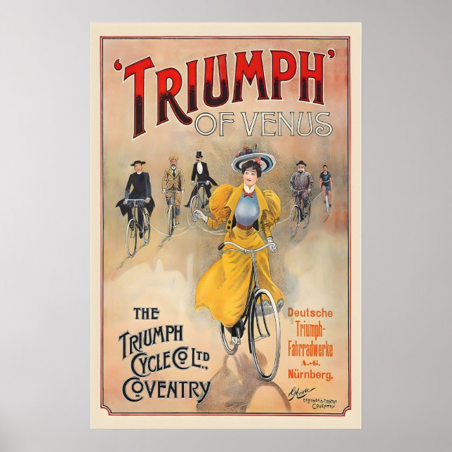 Poster Cartaz de Publicidade Vintage da Triumph Cycles Co (Frente)