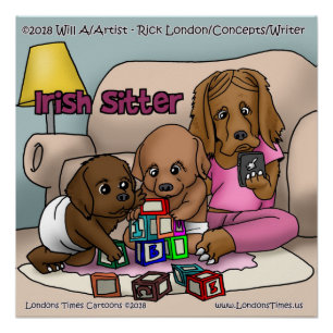 Pôster Cartaz de Quadrinhos do Setter Irlandês de Rick Lo