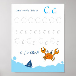 Poster Cartaz de Rastreamento da Letra C para Crianças |