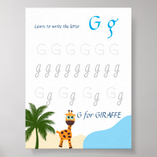 Poster Cartaz de Rastreamento da Letra G para Crianças