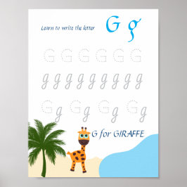 Poster Cartaz de Rastreamento da Letra G para Crianças