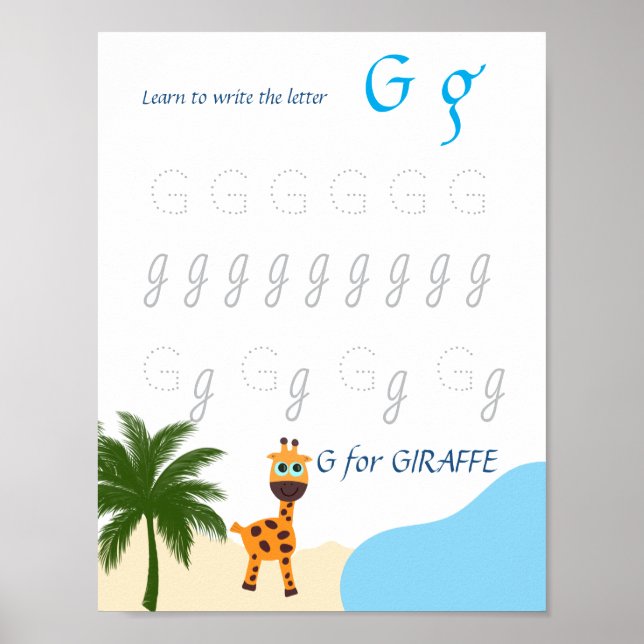 Poster Cartaz de Rastreamento da Letra G para Crianças (Frente)