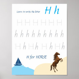 Poster Cartaz de Rastreamento da Letra H para Crianças