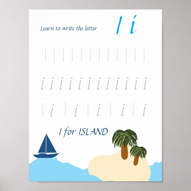 Poster Cartaz de Rastreamento da Letra I para Crianças (Frente)