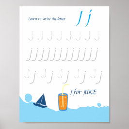 Poster Cartaz de Rastreamento da Letra J para Crianças