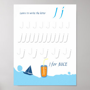 Poster Cartaz de Rastreamento da Letra J para Crianças