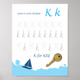 Poster Cartaz de Rastreamento da Letra K para Crianças