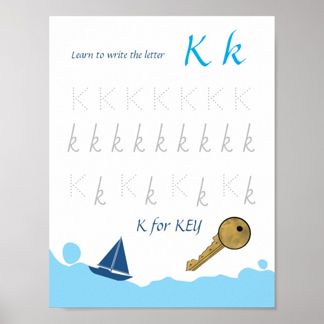 Poster Cartaz de Rastreamento da Letra K para Crianças (Frente)
