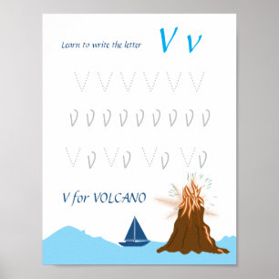 Poster Cartaz de Rastreamento da Letra V para Crianças