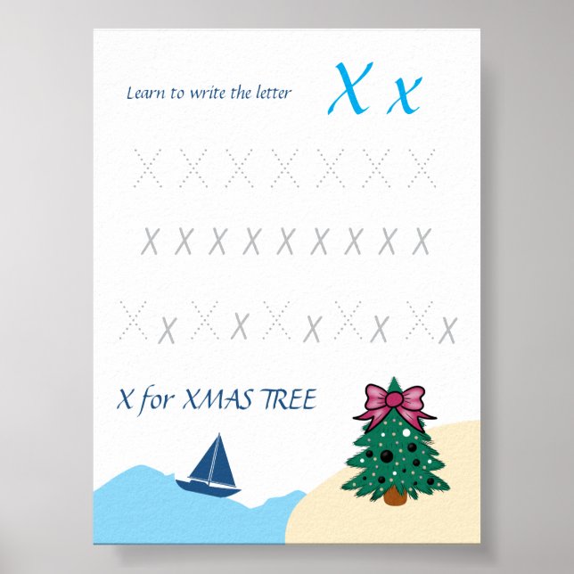 Poster Cartaz de Rastreamento da Letra X para Crianças (Frente)