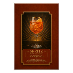 Pôster Cartaz de Receita de Aperol Spritz Arte de Bar