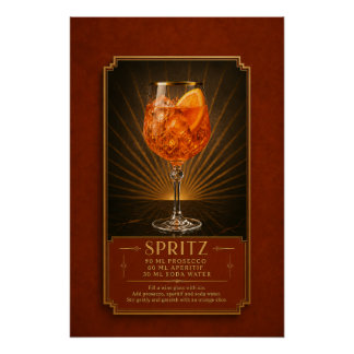 Pôster Cartaz de Receita de Aperol Spritz | Arte de Bar