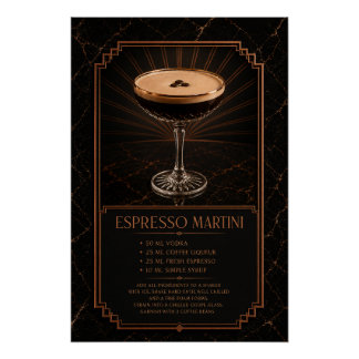 Pôster Cartaz de Receita de Espresso Martini | Arte de Ba