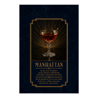 Pôster Cartaz de Receita de Manhattan | Arte de Bar