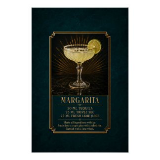 Pôster Cartaz de Receita de Margarita | Arte de Bar