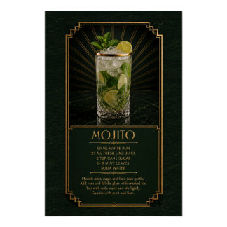 Pôster Cartaz de Receita de Mojito | Arte de Bar