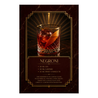 Pôster Cartaz de Receita de Negroni | Arte de Bar