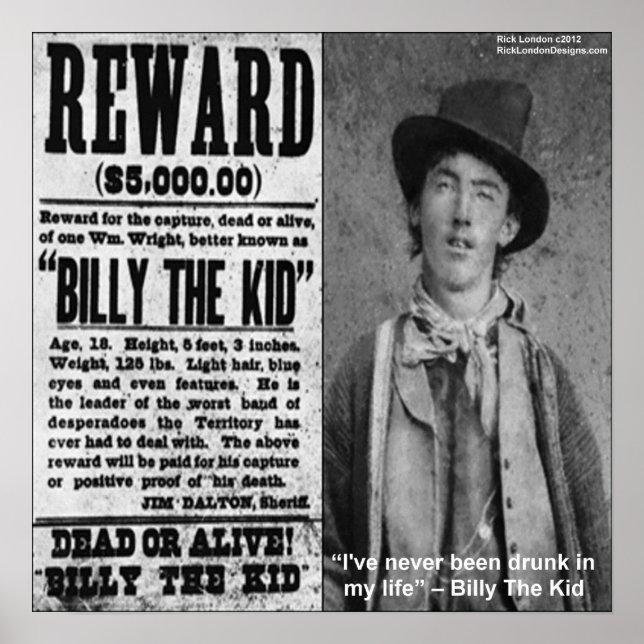 Pôster Cartaz de Recompensa de Billy The Kid (Frente)