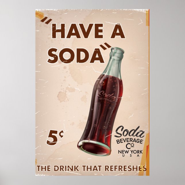 Poster Cartaz de Refrigerante Antigo (Frente)