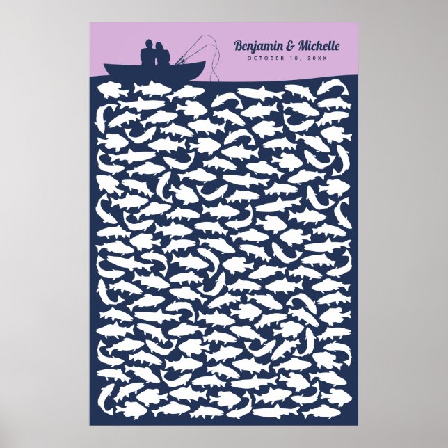 Poster Cartaz de Registro de Convidados - Gone Fishing -  (Frente)