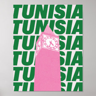 Poster Cartaz de Relógio Retro da Tunísia | Viagens Inspi
