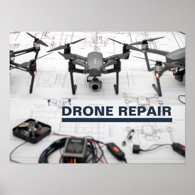 Poster Cartaz de Reparo de Drone (Frente)