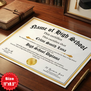 Poster Cartaz de Réplica de Diploma de Ensino Médio - Mar