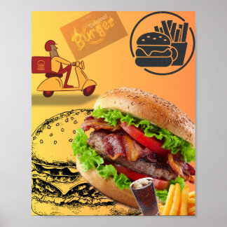 Poster Cartaz de Restaurante de Comida Rápida de Hambúrgu