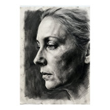 Cartaz de Retrato a Carvão | Desenho Feminino Expr