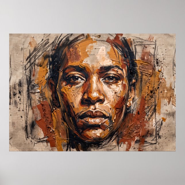 Poster Cartaz de Retrato de Mulher Negra Expressiva (Frente)